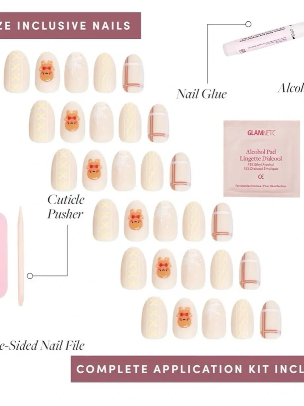 Gingerbread Knit Holiday Glamnetic Press-On Nails *NIB*
